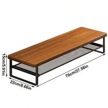 Vintage Monitor Desk Stand Riser Wood Desktop Storage Organiser Shelf - View 2