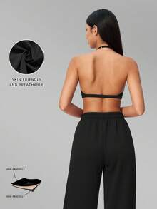 MFVIM Women's Autumn/Winter New Short Bra + Long Sweatpants 2pcs Sports Casual Set - Premium Black - View 4