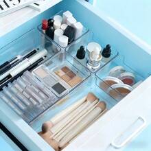 Stackable Clear Drawer Organizer | Rectangular Tray | Small Vanity Organizer & Desktop Drawer Divider Tray - Multicolor - View 3