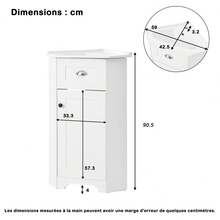 Space-Saving Vertical Design Bathroom Vanity Unit With Single Sink, Water-Resistant MDF Body, Ceramic Sink, Metal Handle, Melamine-Free Surface, Bathroom Storage Unit, White Color. - 1 - View 6