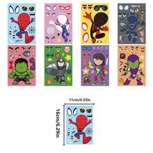 Hasbro 16pcs/Stiker Tukar Wajah Disney Marvel Spider-Man Stiker Puzzle Ulang Tahun Stiker Alat Tulis DIY Stiker Kustom - Gaya acak - View 2