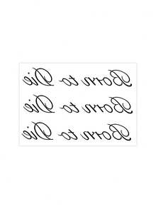1 Sheet Fine Handwriting Text Temporary Tattoo, Smooth Swirl Cursive Letter Quote Fake Tattoo Sticker, Aesthetic Gothic Pattern For Wrist Rib Collarbone, Waterproof For Ladies - Black - View 5