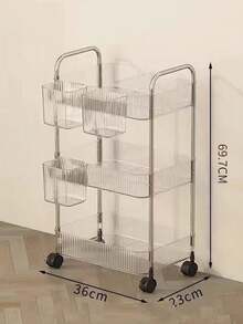 2/3/4 Tier Rolling Cart With 4 Wheels And Handle, Transparent Multi-Functional Storage Trolley With Handle And Wheels, Holiday Gift Space-Saving, Suitable For Office, Bathroom, Kitchen And Living Room Mobile Organizer, Easy Assembly And Disassembly Layered Storage, Suitable For Snacks, Seasonings, Cosmetics, Books, Food And Household Items - Transparent - View 15