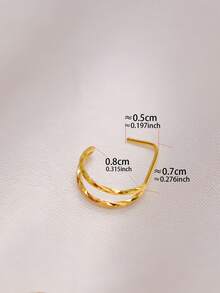 1PC 20G Nose Rings Stud 925 Sterling Silver Double Hoops Piercing Twist Nose Studs L Shape Body Jewelry - Gold - View 5