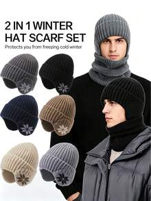 1pc Unisex Folded Brim Winter Knit Hat, Elastic Ear Protection Knit Hat, Thick Warm Winter Hat, Outdoor Cycling Skiing Ear Protection Cold-Proof Hat - Multicolor - View 7
