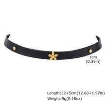 1pc Gothic Stainless Steel Cherry Blossom Flower Leather Choker Necklace For Women, Halloween Jewelry Accessory - Black - View 5
