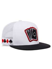 1pc Fashion Hip-Hop Style 4 Poker Cards A Embroidery Baseball Cap, Outdoor Adjustable Sun Hat, Daily Decorative Hat, Unisex Flat Brim Mesh Cap - 4 Aces - View 9