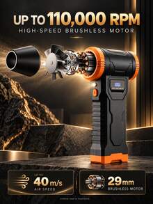 Q3 Penyedot Debu & Peniup Nirkabel Portabel Serbaguna, Hingga 110.000 RPM, 4 Kecepatan yang Dapat Diatur, Lampu LED & Tampilan Persentase Baterai, Pengisian Daya USB, Dilengkapi dengan 5 Nozzle dan Komponen Penyedot Debu yang Dapat Dilepas, Cocok untuk Interior Mobil, Pembersihan Keyboard dan Sofa, Pengisian Angin, Pendinginan, dan Lainnya - Wireless - View 10