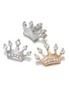 6pcs/Pack Crown Shaped Rhinestone Embellished Exquisite High-End Metal Buttons, Suitable For Shirts, Cardigans, Wedding Dresses, Suits, Jackets, Collar Buttons, Cufflinks, DIY Bags, Gift Boxes, Hair Accessories, Jewelry Accessories - Multicolor - View 8