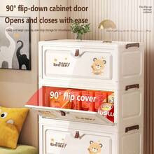 No Assembly Cartoon Flip-Top Folding Storage Cabinet Children Toy Organizer Multi-Layer Plastic Storage Rack Home Use - Transparent - View 8