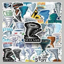 50pcs Extreme Weather Atmospheric Vortex Tornado Cartoon Decorative Stickers For Cabinets, Skateboards, Phone Cases, Guka DIY, Suitable For Notebooks, Luggage, Computer Desks, Holiday Gifts, Party Favors - Multicolor - View 8