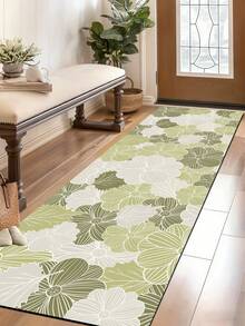 1pc Mori Style Light Green Hand-Painted Floral Diatomaceous Earth Mat, Rubber Non-Slip Bottom Oil-Resistant, 3.5mm Cuttable, Fresh Plant Style, Kitchen Countertop Multi-Scene Absorbent Decorative Pad - Multicolor - View 8