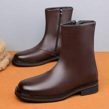 Men's Cowboy Boots Men's High Top Leather Cowboy Boots Men's Ankle Western Boots Men's High Cut Leather Boots Men's High Top Leather Motorcycle Boots - Brown - View 3