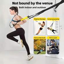 Suspension Trainer, Full Body Workout Adjustable Resistance Band, Pull-Up Assist Strap, Door-Mounted Fitness Training Band, Durable PP Material, Mixed Color Design, Suitable For Home And Outdoor Exercise, Gym Accessory - Multicolor - View 2