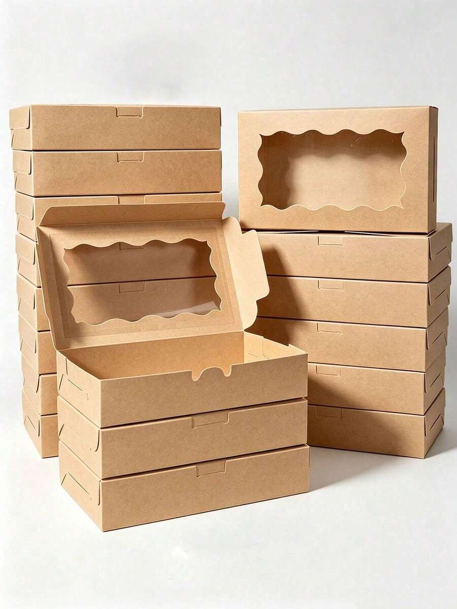 50 White Boxes, Brown Packaging Boxes, 7X4.3X1.5 Inches, Suitable For Birthday/Party/Gathering/Christmas