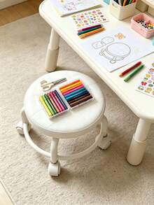 1pc Lightweight Portable Small Universal Wheel Shoe Bench, High Load-Bearing Wear-Resistant Base, Smooth Sliding Without Jamming, Movable Stool, Modern Minimalist INS Home Style, Solid Color Square Design, Quiet Universal Wheels With Flexible Steering, Thickened Seat Surface Anti-Pressure And Durable, Multi-Functional Storage Tea Table Stool, Low-Cost Rental Home Renovation Essential, Entryway Shoe Changing Use, Living Room Tea Table Side Spare Seat, Bathroom Balcony Leisure Small Seating, Youth Rental Home All-Season Universal Movable Stool - Multicolor - View 3