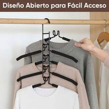 Juego de 2 ganchos verticales clóset, capacidad para 10 prendas, organizador ropa acero inoxidable antideslizante para armario, Percha Multifuncional Ahorradora Espacio, Espuma Antimarcas, Giro 360°, Estante Multicapa para Ropa, Organizador Armario Dormitorio, Camisetas, Pantalones y Vestidos - Negro - Ver 3