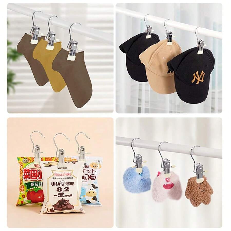 Multi-Color Adjustable Clips, Non-Slip And Non-Marking Clips, Brushed Metal Pants Clips, Portable Shoe Drying Clips, Multi-Functional Clips, Suitable For Home And Clothing Store Use, Dormitory And Holiday Decoration - Multicolor - View 1