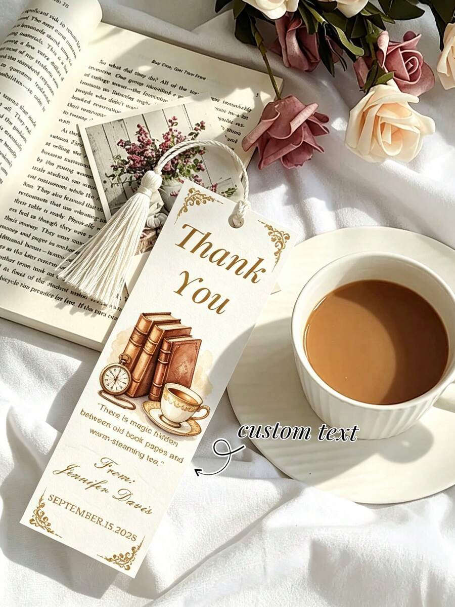 Customized Personalized Bookmarks With Tassel Decor, Suitable For Anniversary, Back To School, Family And Children Gifts, Ideal Souvenir For Book Lovers, Baptism And Bridal Shower Invitation Favors - Custom Bookmarks - View 1
