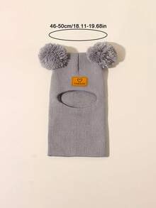 2-Ball Solid Color Baby Knitted Hat, Ear-Protective Knitted Hat & Scarf 2-In-1, Autumn/Winter Children's Hat - Multicolor - View 6