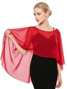 1 buah Selendang Chiffon Off-Shoulder Elegan Baru, Penutup Gaun Malam Ringan dan Mengalir, Aksesori Pesta Pernikahan, Jubah - MultiWarna - View 10