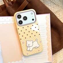 GUCADI Presents A Cute Polka Dot Pattern Phone Case, Perfect For Sharing On Social Media. This Phone Case Features A 3D Design With Cat And Dog Patterns, Suitable For Apple 17 Pro Max, 18 Pro And Cartoon Style 16 Series Phones. The Phone Case Has A Soft Touch, Making It Ideal For Couples, Best Friends, And Those Who Love Sweet, Girly, Creative Designs, As Well As Geometric Patterns And Unique, Stylish Phone Cases. - Mango Yellow - View 7