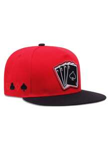 1pc Fashion Hip-Hop Style 4 Poker Cards A Embroidery Baseball Cap, Outdoor Adjustable Sun Hat, Daily Decorative Hat, Unisex Flat Brim Mesh Cap - 4 Aces - View 5