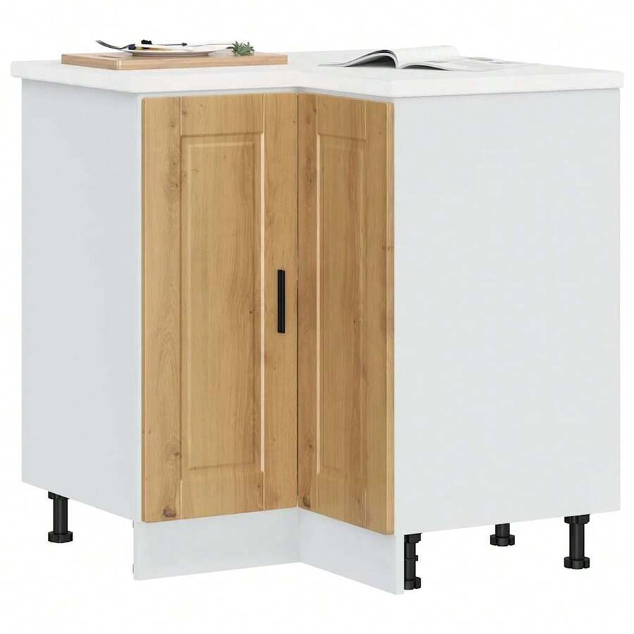 Mueble de cocina esquinero vidaXL Porto, roble hecho a mano - Marrón - Ver 1