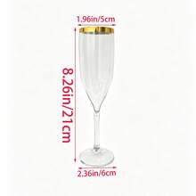 Shatterproof Acrylic Transparent Gold Rim Classic High-Stem Glass, Various Quantities Available, Champagne And Cocktail Soft Acrylic Material, 5 Oz Rippled Glassware, Classic Cocktail Indoor And Outdoor, Suitable For Parties, Gatherings, Picnics, Events - View 4