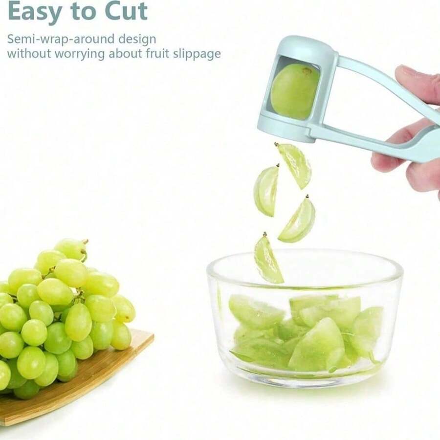 1pc Lightweight Grape Slicer, Wrap-Around Non-Slip Fruit Separator With Smooth Handle, Suitable For Grapes, Cherry Tomatoes, Strawberries Kitchen Tool, Ideal For Fruit Salad, Dessert Platter, Daily Fruit Display, Easy To Clean, Compact Size - Multicolor - View 1