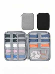 Elegant Watch Band Storage Box, Holds 8 Elastic Bands, Includes Zipper Pocket, Suitable For Travel And Digital Accessory Storage, Perfect Gift For Watch Enthusiasts, Compact Storage Box (Random Internal Layout) - Multicolor - View 5