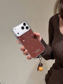 Ins Autumn/Winter Maillard Colorful Rhinestone Phone Case Compatible With Apple 18 Pro Max, 17 Pro, New 16, 15, 14, 13, Women's Niche Girly Style With Pendant, Full Coverage Hard Shell - Brown - View 2