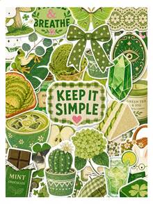 50Pcs Cottagecore Green Aesthetic Stickers Featuring Cactus, Hydrangea, Avocado Toast, Waterproof Vinyl Decals For Journals, Luggage, DIY Crafts, Gift - Multicolor - View 1