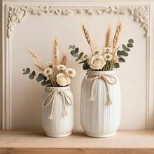 1pc White Plastic Vase, Premium Ins Style Decorative Flower Arrangement Dried Flower Holder - A - View 6