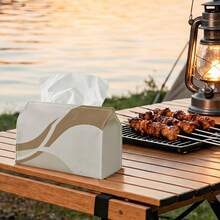 1pc Beige Soft Curved Tissue Box, Elegant Design Enhances Living Environment, Suitable For Daily Use And Special Occasions, Convenient Access - A - View 7