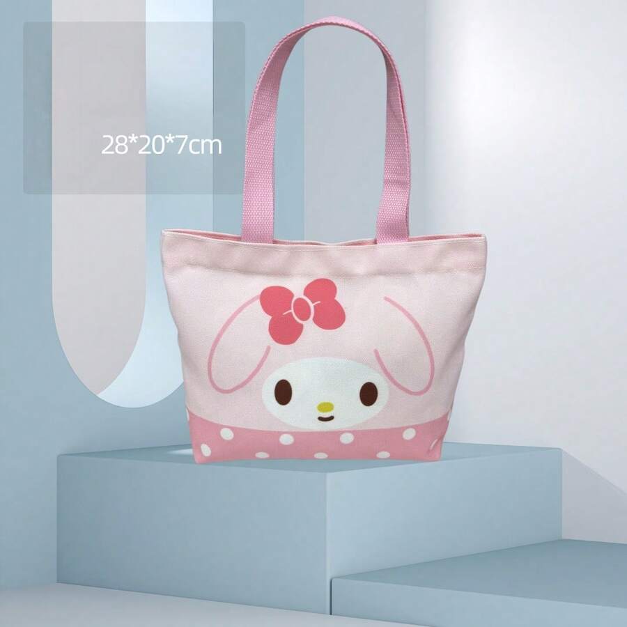SANRIO 1 pc Tas Bekal Kanvas Motif Anime Kartun, Tas Tote Tangan, Kantong Penyimpanan, Tas Hadiah Kecil Lucu Ukuran Besar untuk Pelajar dan Pekerja Kantor, Tas Kotak Bento Insulasi - Berbagai gaya - View 1