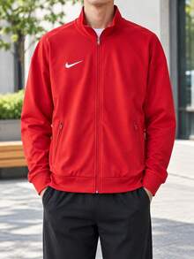 Nike 男士運動針織夾克，舒適透氣休閒運動外套 IR8421-657 - 紅色 - 查看 2