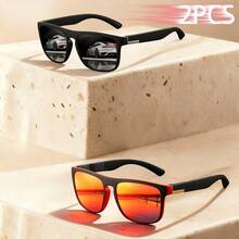 2PCS Fashion Classic Square Glasses Multi Color Combination Unisex Style, Suitable For Fishing, Travel, Vacation, And Summer Beach Use, Daily Wear - 2PCSF733-5 - View 10