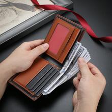 Dompet Pria CARRKEN Baru Gaya Retro Warna Gradasi Multifungsi Tempat Kartu Serbaguna Banyak Slot Hadiah untuk Pelajar Muda dan Anak Laki-laki - Coklat - View 5