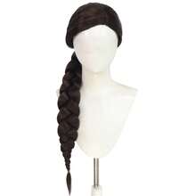 34-Inch Dark Brown Side-Braided Anime Cosplay Wig (Glasses Included) – Unisex Synthetic Pre-Braided Ponytail Wig; Ideal For Halloween, Carnivals, And Parties; A Great Gift For Cosplayers And Anime Fans - Brown - View 12