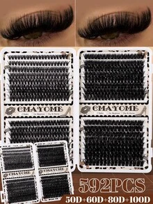 CMAYOME 572/592/640pcs Natural False Eyelashes Can Create A Fluffy And Natural Eye Makeup Effect.DIY Large Capacity Eyelash Clusters,Made Of Soft Material.Single Cluster False Eyelash Set,With Adhesive And Sealing Tools,Suitable For Halloween And Christmas. - Multicolor - View 19