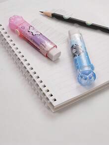 1pc/2/4pcs Cute Pixel Cat Paw Push Pull Eraser, Retractable Sliding Rubber Eraser, High Aesthetic Stationery For Student Rewards, Small Gifts, Study - Multicolor - View 3