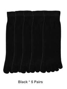 1/5/10 Pairs Men's Toe Splitting Socks,Comfortable Soft Toe Socks Five Fingers Socks,Toes Splitting Crew Socks, Suitable For Sports Or Daily Use - Multicolor - View 12