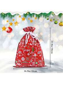 3pcs/1pc Christmas Drawstring Gift Bags – Perfect For Gift Wrapping; Suitable For Christmas Parties, Themed Parties, Thanksgiving, New Year's, Party Favors, Holiday Gatherings, And Festive Decorations. - One Size Fits All - View 3