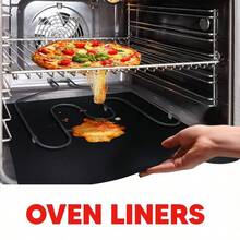1/2pcs Large Oven Liner Baking Mat, Reusable Easy Clean Multi-Purpose Baking Tool, Customizable Cut-To-Size Baking Sheet Pad Suitable For Baking, Grilling, Oven Lining - Black - View 1