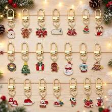 21pcs Christmas Theme Keychain Set, Including Santa Claus, Christmas Tree, Reindeer, Gingerbread Man, Candy Cane, Christmas Hat And Other Accessories, Perfect For Bag And Car Decoration, Ideal Christmas Gift - Multicolor - View 1
