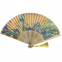 1pc Women's Handheld Fan, Vintage Pattern Design, Bright Color Retro Style, Lightweight & Portable, Suitable For Daily Use, Outdoor Activities And Party Occasions, Ideal Fashion Accessory Choice - Hand Fan - View 9