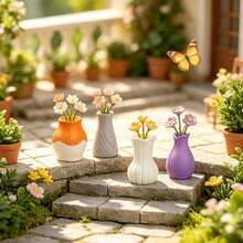4pcs Mini Colorful Resin Flower Vases, Garden Decor, Micro Landscape Gardening DIY Desktop Decoration Accessories - Multicolor - View 10