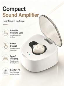 Portable In Ear Audio Amplifier Rechargeable Sound Booster With Adjustable Volume Control Noise Filter Lightweight Mini Ear Sound Enhancer For Daily Chat TV Watching Outdoor Travel Home Use - View 4