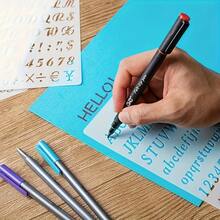 9pcs Letter And Number Stencil Set, 12.7X17.78cm Reusable Plastic Calligraphy Letter Stencils, Suitable For Notebooks, Journals, Scrapbooks, DIY Glass Door Holiday Decoration Painting - Number and Letter Stencil - View 5